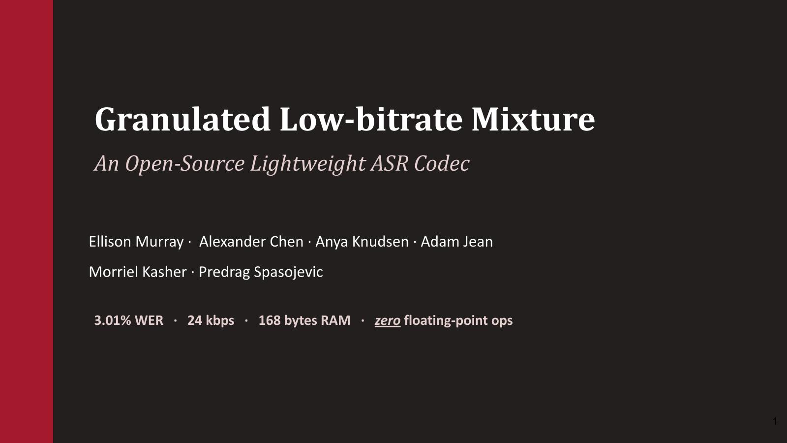 Presentation for Lightweight Codec Design for Low-Bit ASR