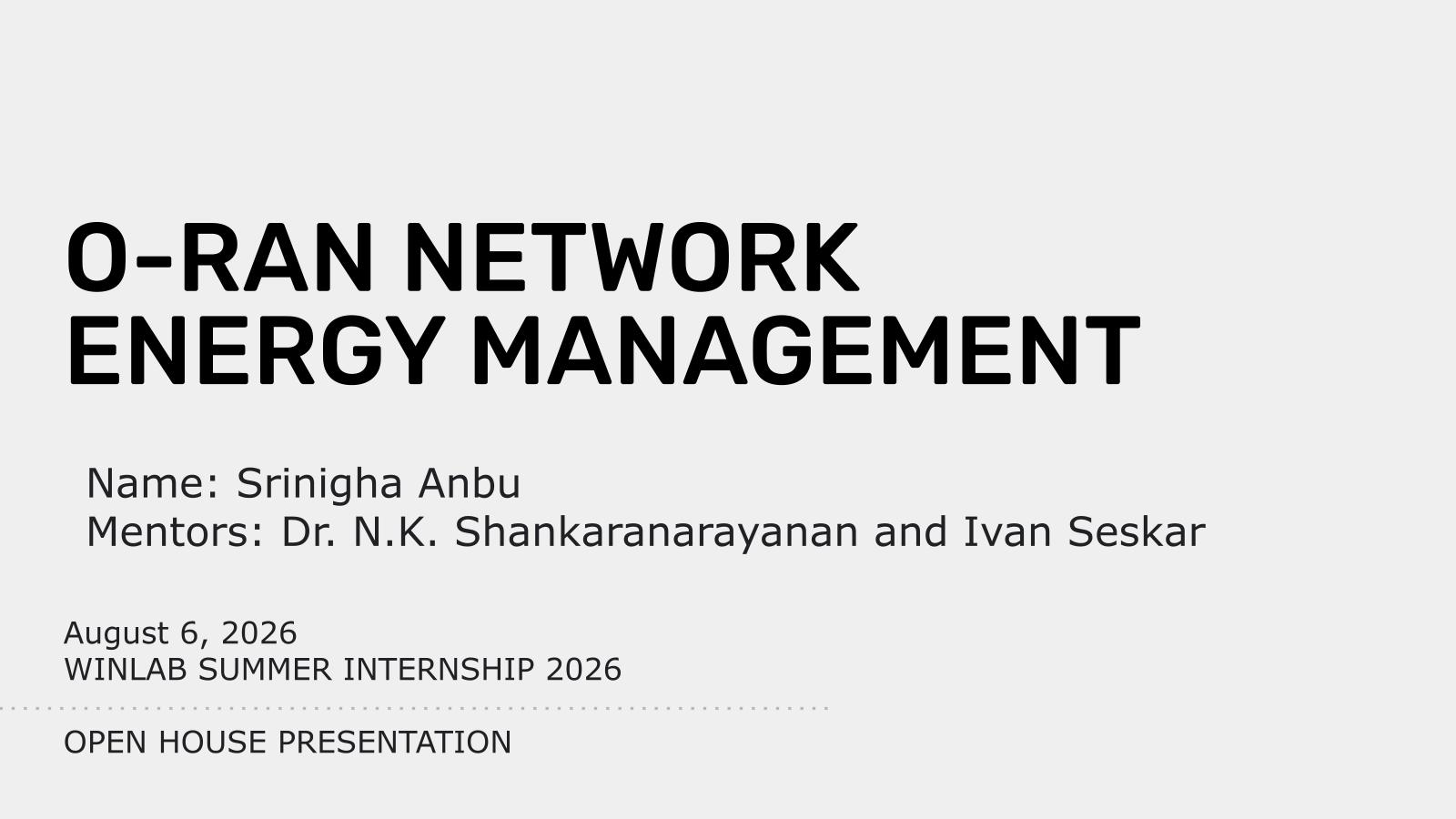 Presentation for O-RAN network energy management