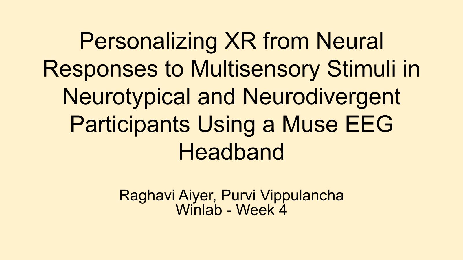 Presentation for Investigating Neurological Responses to Multisensory Stimuli