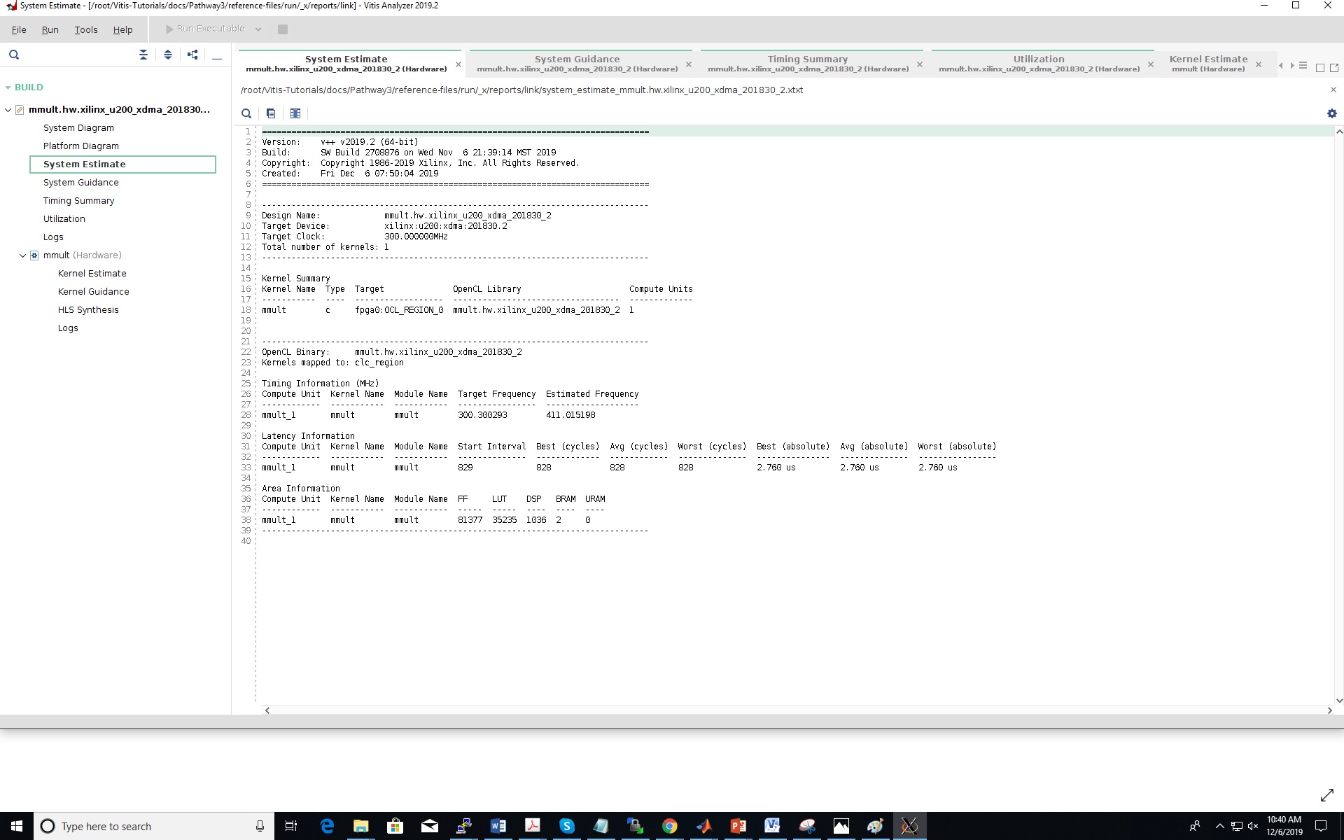 cosmos tutorials edgecomputing alveogettingstarted mmult system estimate