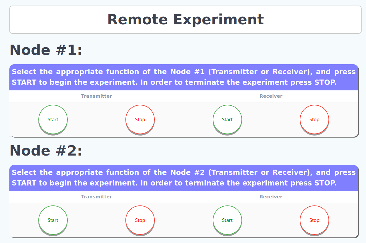 Experiment page with Remote Experiment section
