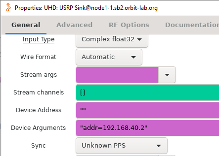 cosmos tutorials wireless gnuradioofdm ofdm sb2 args
