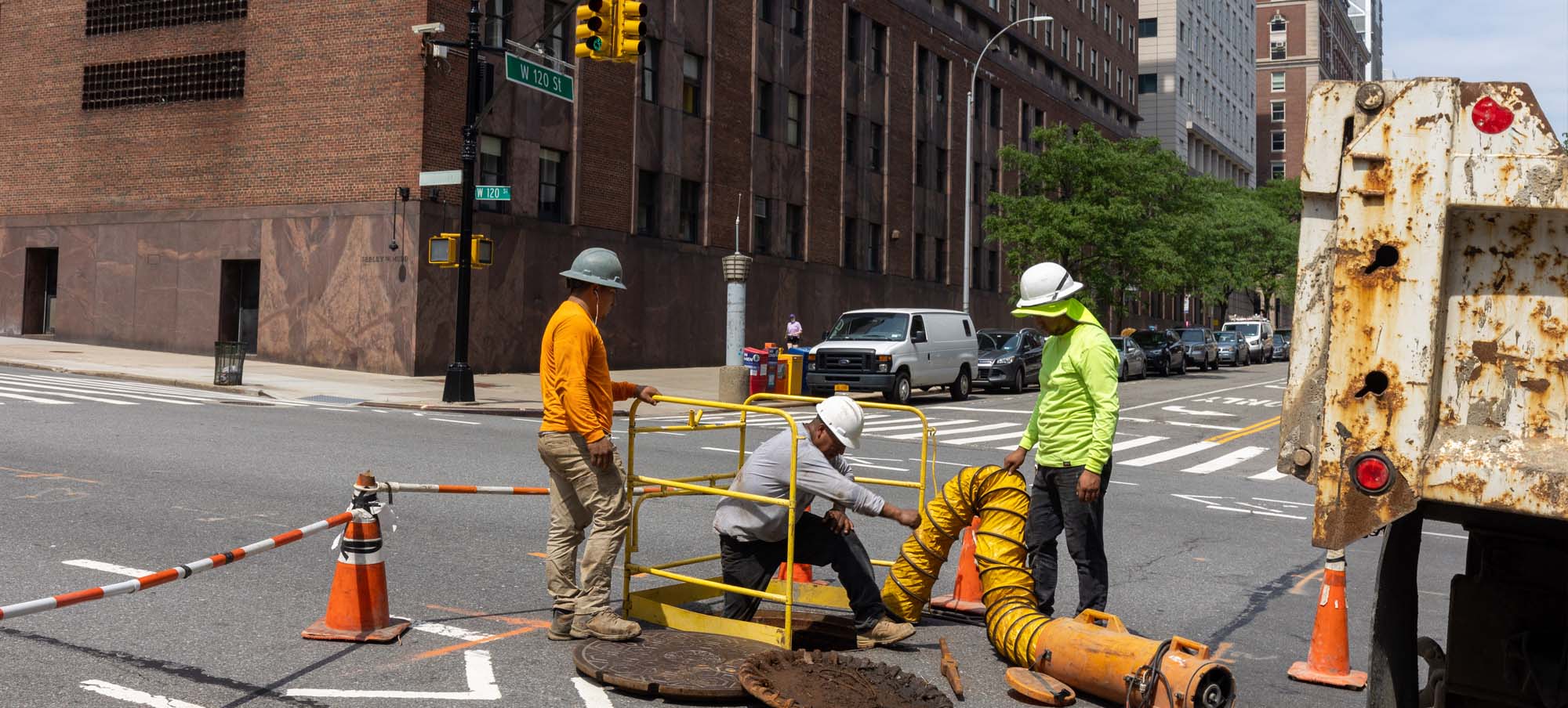 Street view of NYC showing cables